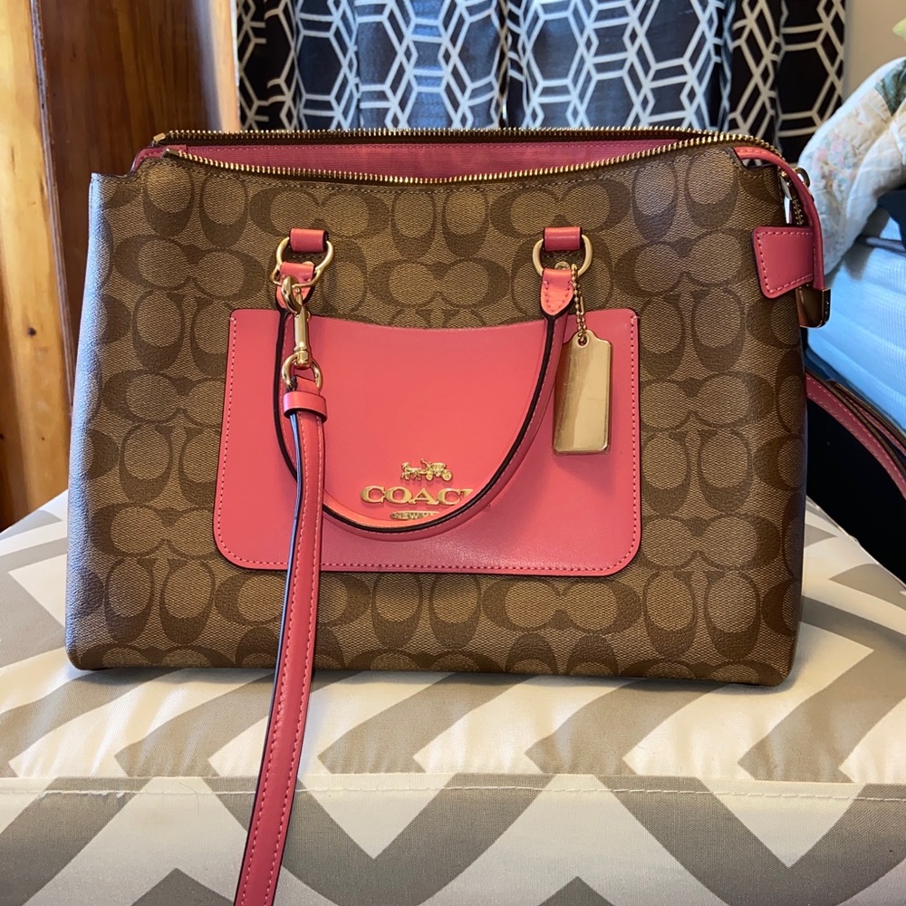 Coach signature pink and khaki bag